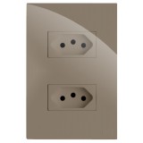 Conjunto Tomada Dupla 20A 4x2 - RECTA FENDI GLOSS
